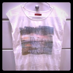 Tissaia brand white striped t-shirt